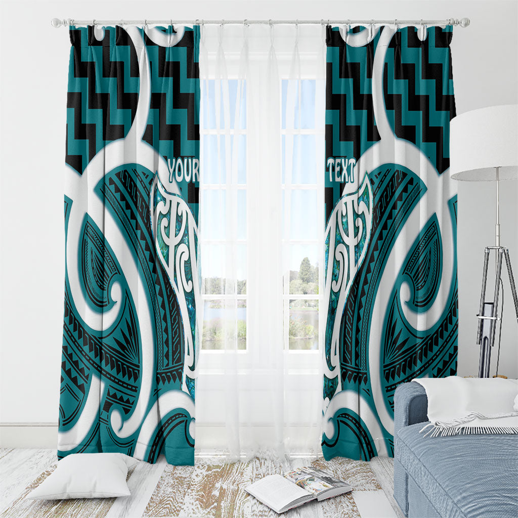 Aotearoa Atua Tangaroa Personalised Window Curtain God Of The Sea Maori Whale Tail Cyan
