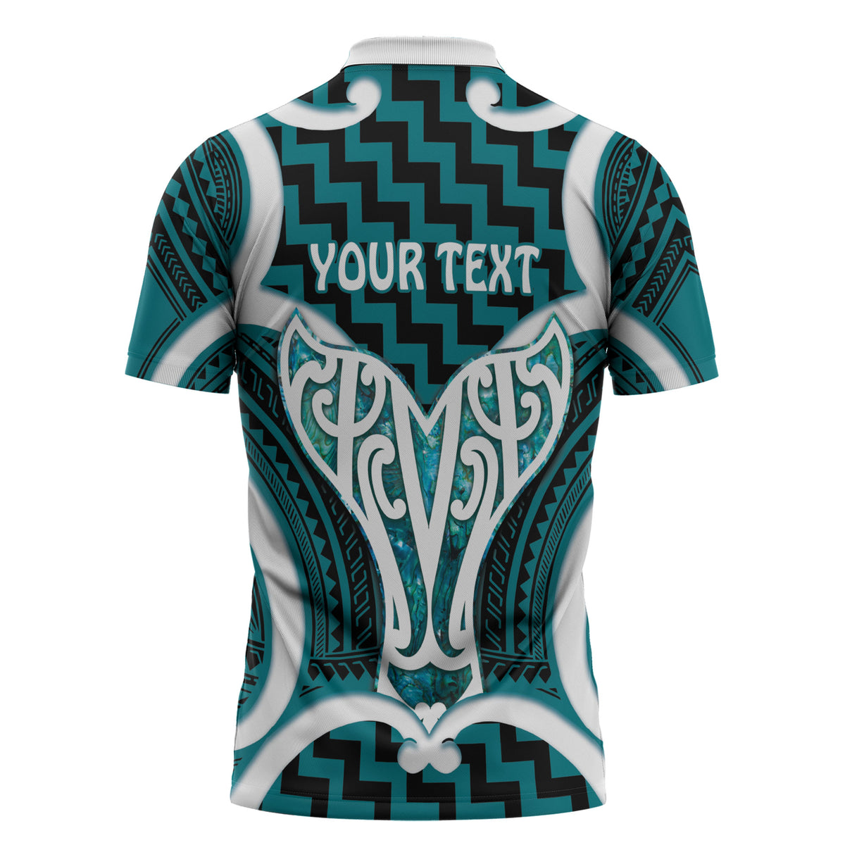 Aotearoa Atua Tangaroa Personalised Zipper Polo Shirt God Of The Sea Maori Whale Tail Cyan