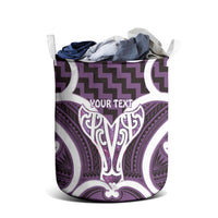 Aotearoa Atua Tangaroa Personalised Laundry Basket God Of The Sea Maori Whale Tail Purple