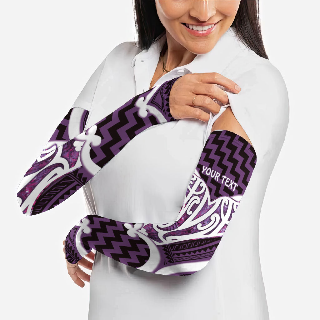 Aotearoa Atua Tangaroa Personalised Arm Sleeves God Of The Sea Maori Whale Tail Purple