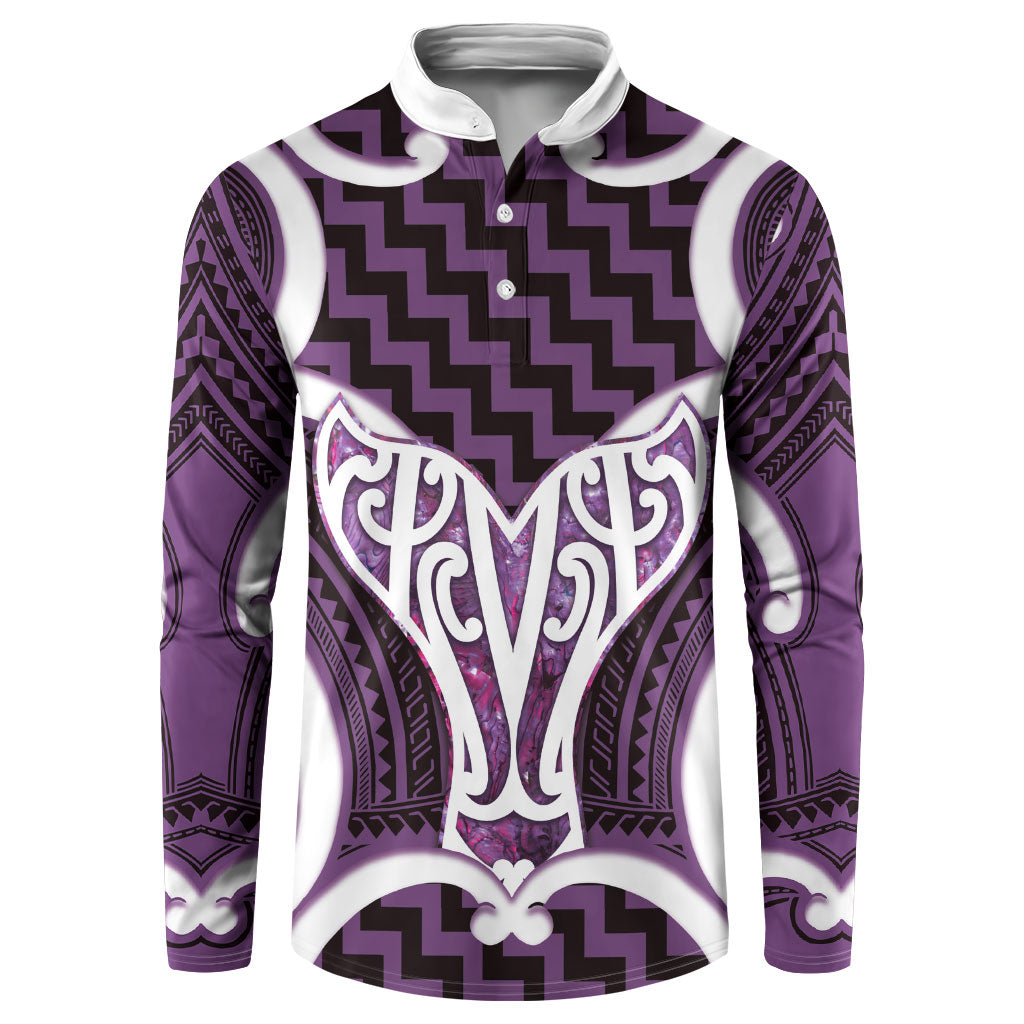 Aotearoa Atua Tangaroa Personalised Button Sweatshirt God Of The Sea Maori Whale Tail Purple