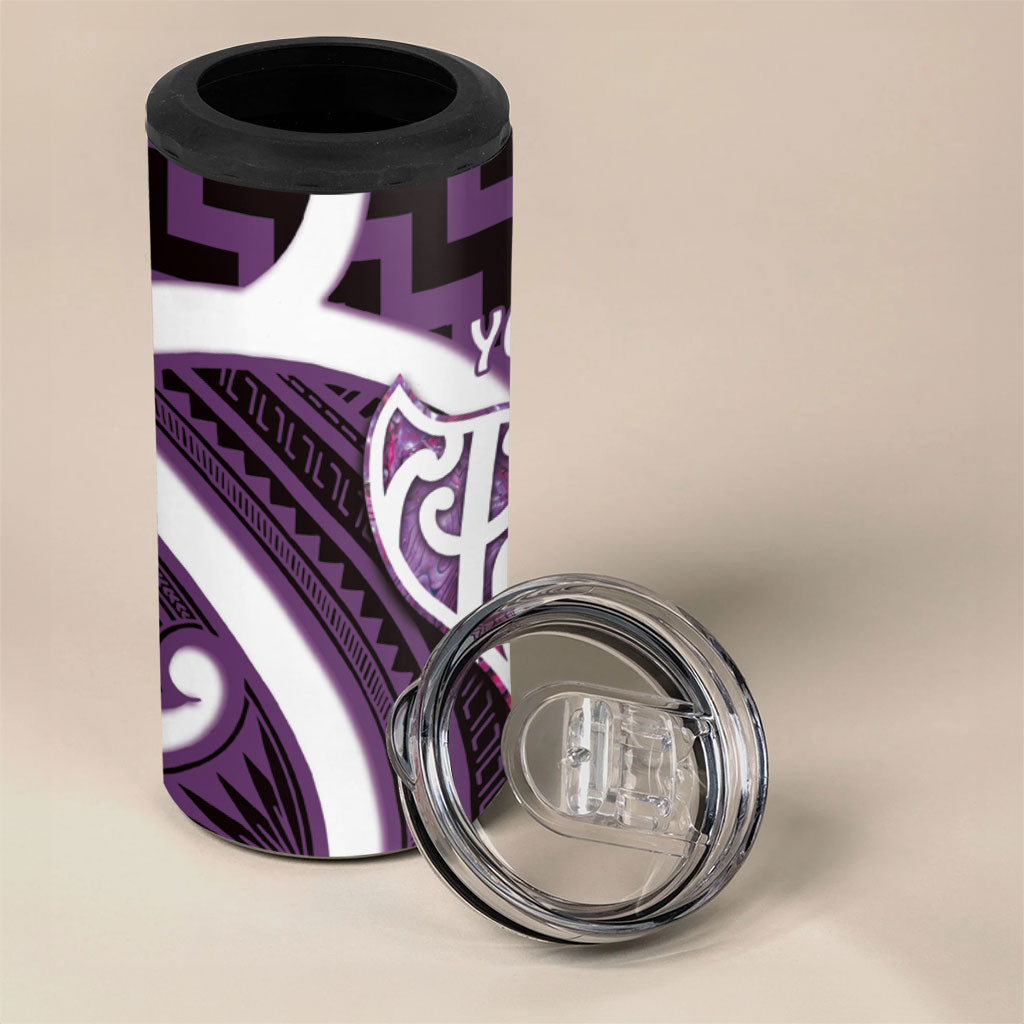 Aotearoa Atua Tangaroa Personalised 4 in 1 Can Cooler Tumbler God Of The Sea Maori Whale Tail Purple