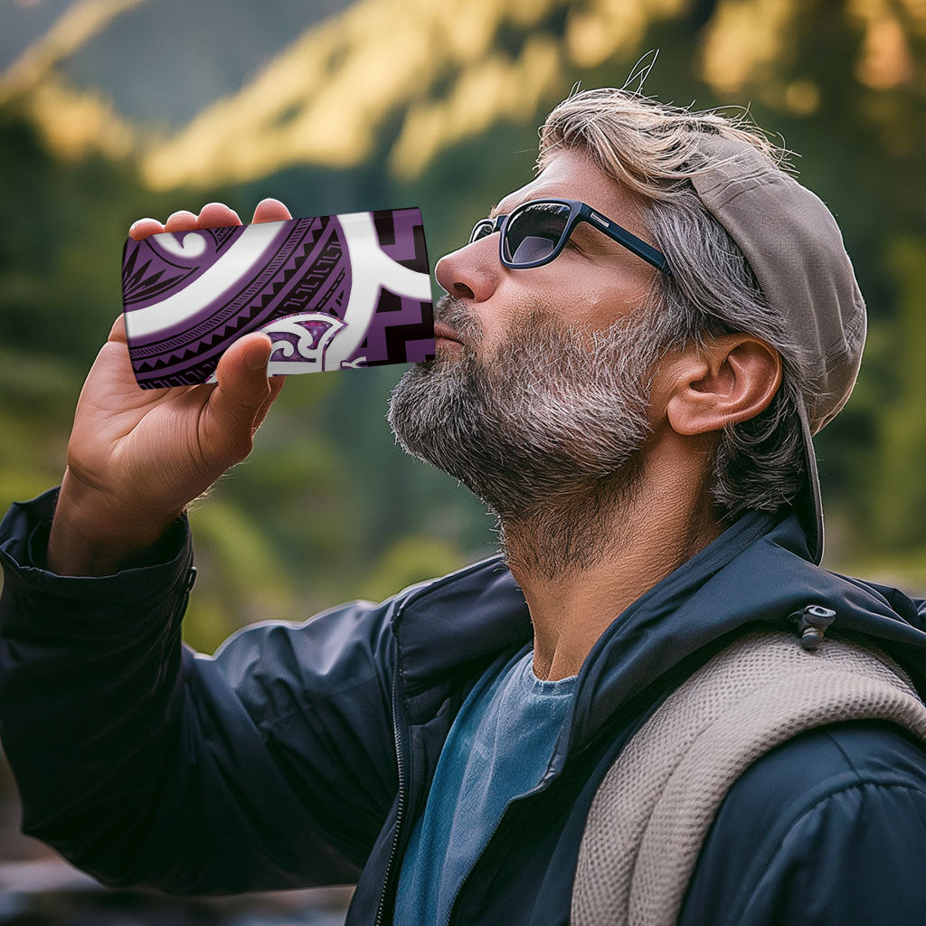 Aotearoa Atua Tangaroa Personalised 4 in 1 Can Cooler Tumbler God Of The Sea Maori Whale Tail Purple