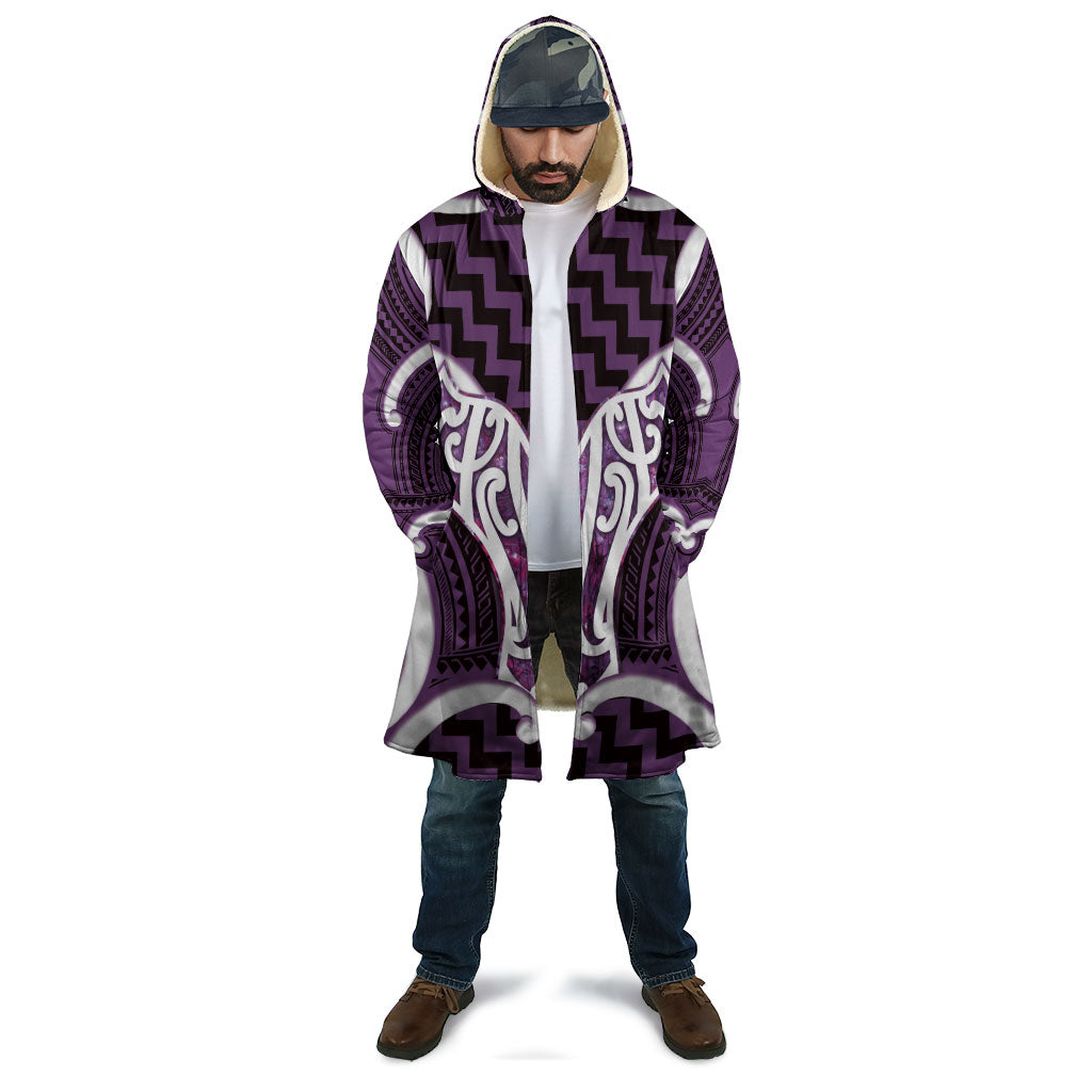 Aotearoa Atua Tangaroa Personalised Cloak God Of The Sea Maori Whale Tail Purple