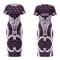 Aotearoa Atua Tangaroa Personalised Couples Matching Short Sleeve Bodycon Dress and Long Sleeve Button Shirt God Of The Sea Maori Whale Tail Purple