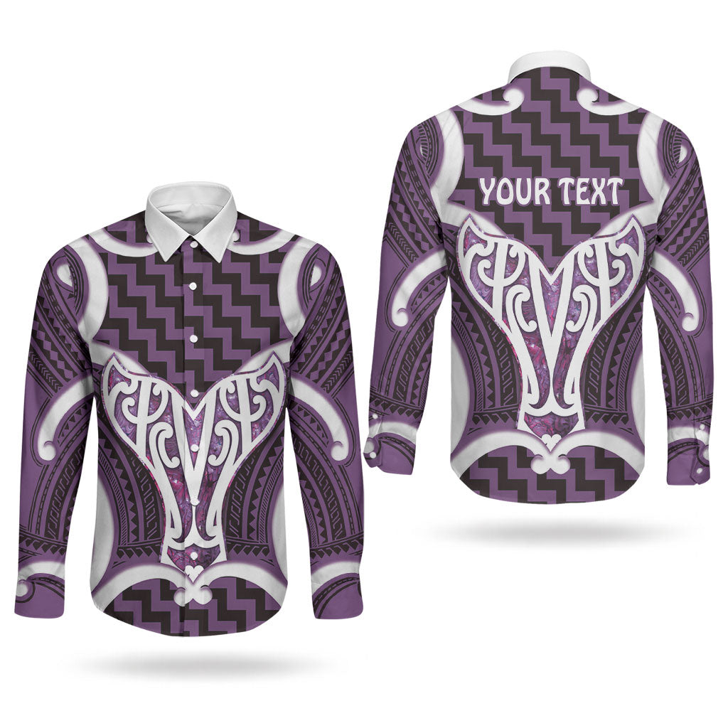 Aotearoa Atua Tangaroa Personalised Couples Matching Tank Maxi Dress and Long Sleeve Button Shirt God Of The Sea Maori Whale Tail Purple