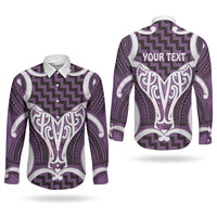 Aotearoa Atua Tangaroa Personalised Couples Matching Tank Maxi Dress and Long Sleeve Button Shirt God Of The Sea Maori Whale Tail Purple