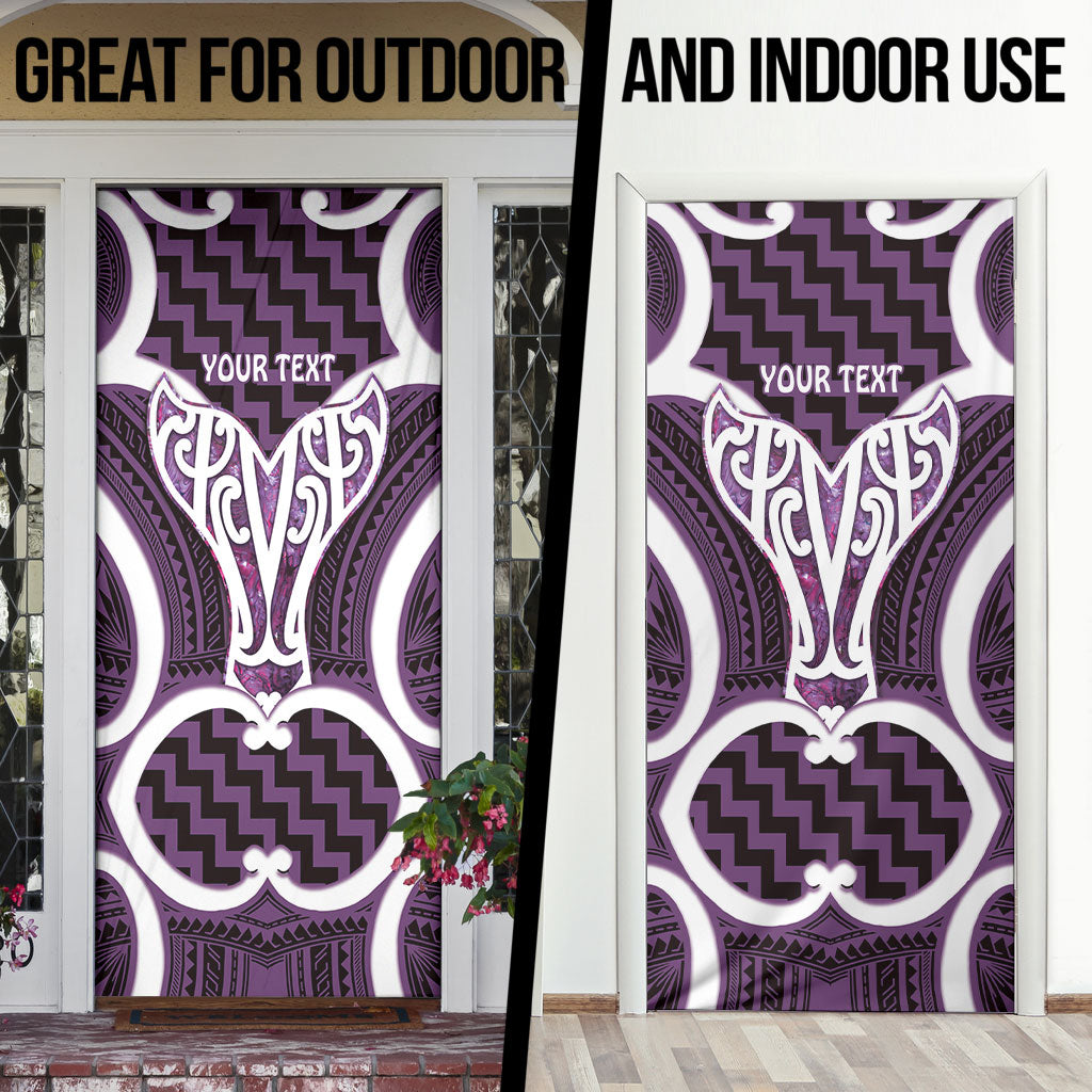 Aotearoa Atua Tangaroa Personalised Door Cover God Of The Sea Maori Whale Tail Purple