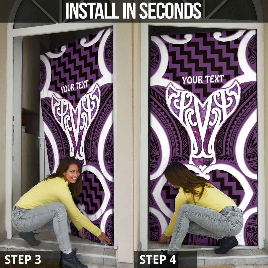 Aotearoa Atua Tangaroa Personalised Door Cover God Of The Sea Maori Whale Tail Purple