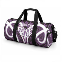 Aotearoa Atua Tangaroa Personalised Duffle Bag God Of The Sea Maori Whale Tail Purple