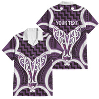 Aotearoa Atua Tangaroa Personalised Family Matching Off The Shoulder Long Sleeve Dress and Hawaiian Shirt God Of The Sea Maori Whale Tail Purple