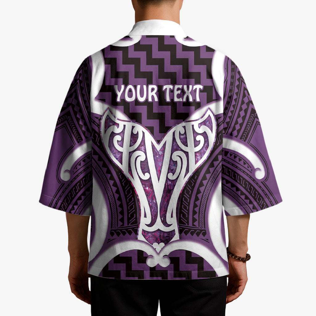 Aotearoa Atua Tangaroa Personalised Kimono God Of The Sea Maori Whale Tail Purple