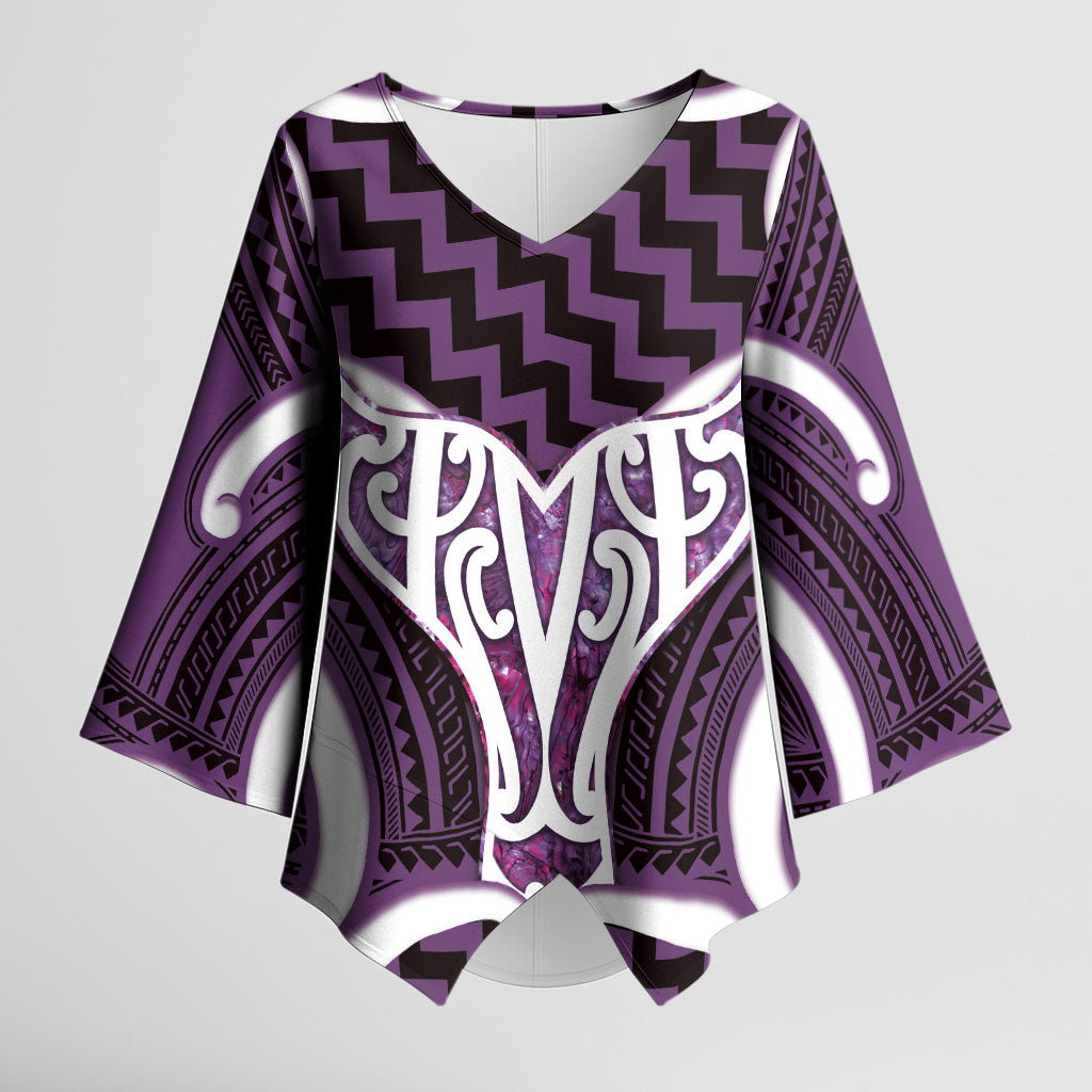 Aotearoa Atua Tangaroa Personalised Kimono Sleeve Blouse God Of The Sea Maori Whale Tail Purple LT14 Female Purple - Polynesian Pride