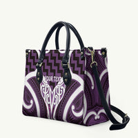 Aotearoa Atua Tangaroa Personalised Leather Bag God Of The Sea Maori Whale Tail Purple