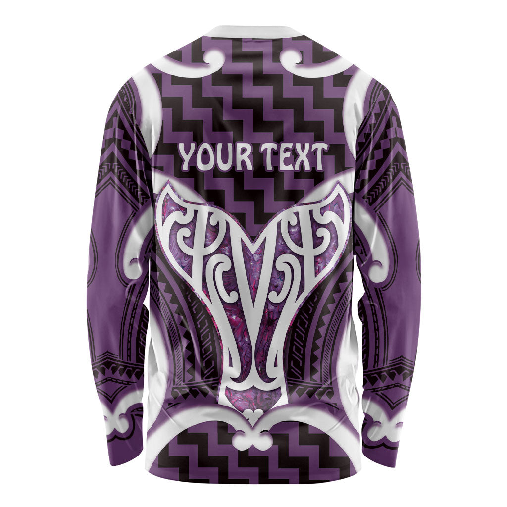 Aotearoa Atua Tangaroa Personalised Long Sleeve Shirt God Of The Sea Maori Whale Tail Purple