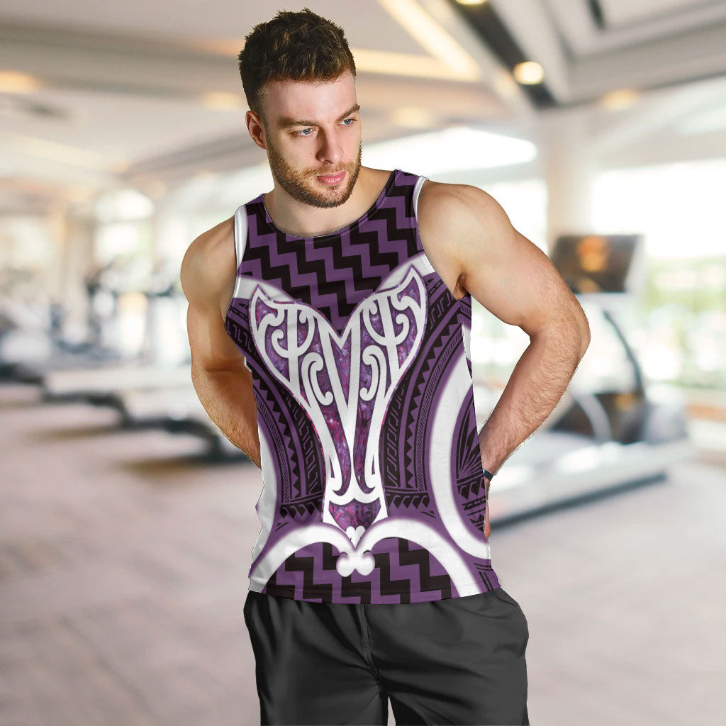Aotearoa Atua Tangaroa Personalised Men Tank Top God Of The Sea Maori Whale Tail Purple LT14 Purple - Polynesian Pride