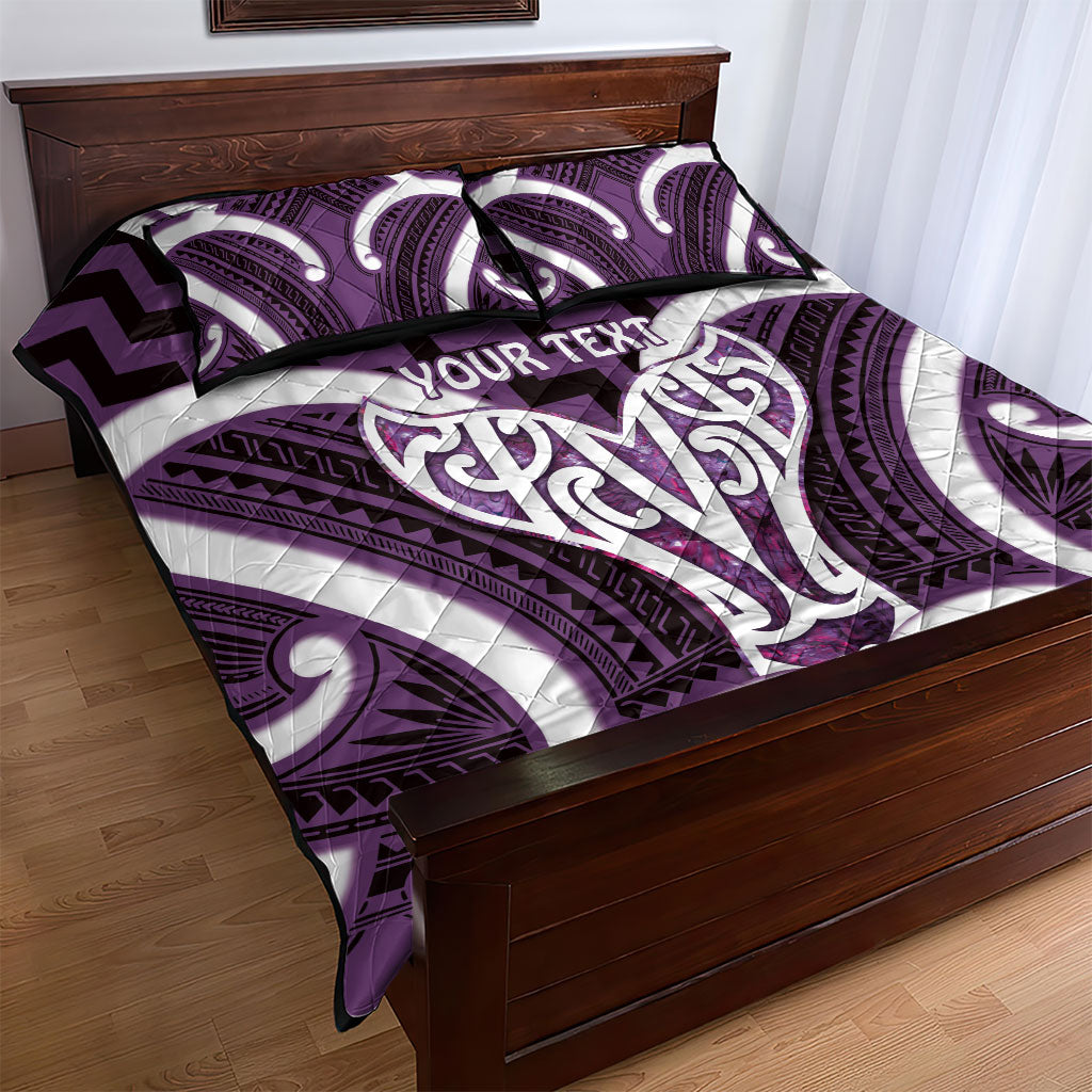 Aotearoa Atua Tangaroa Personalised Quilt Bed Set God Of The Sea Maori Whale Tail Purple
