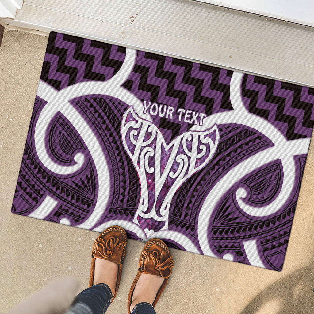 Aotearoa Atua Tangaroa Personalised Rubber Doormat God Of The Sea Maori Whale Tail Purple