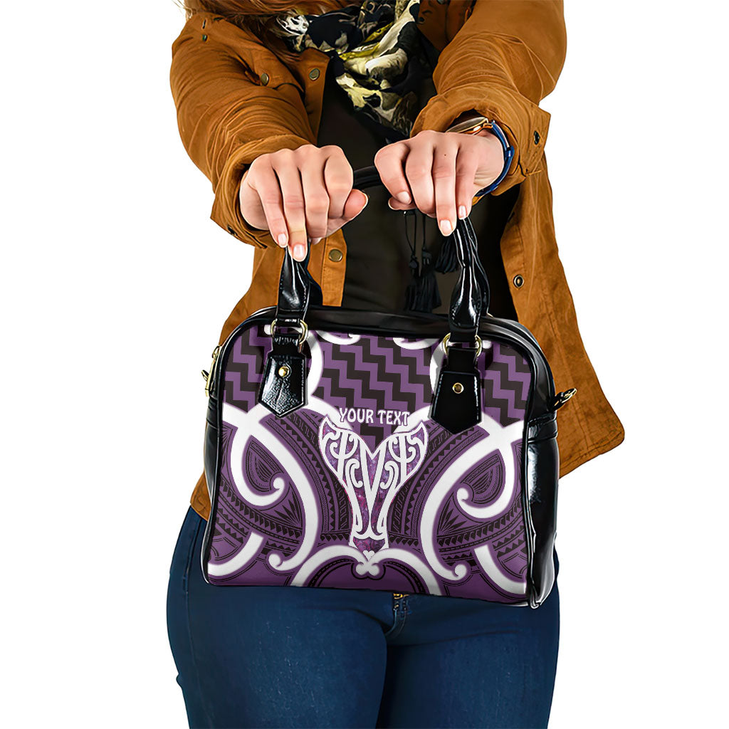 Aotearoa Atua Tangaroa Personalised Shoulder Handbag God Of The Sea Maori Whale Tail Purple