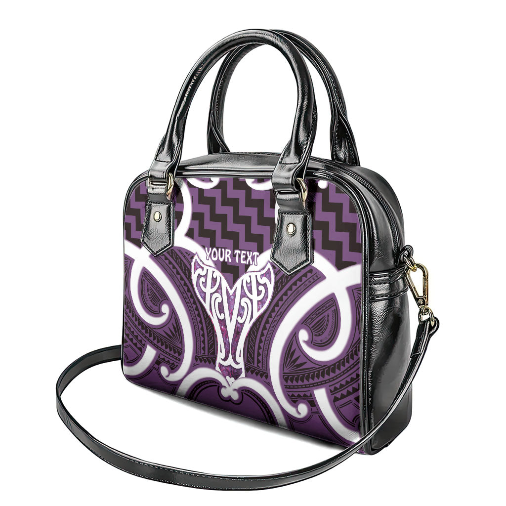 Aotearoa Atua Tangaroa Personalised Shoulder Handbag God Of The Sea Maori Whale Tail Purple