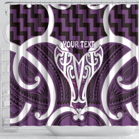 Aotearoa Atua Tangaroa Personalised Shower Curtain God Of The Sea Maori Whale Tail Purple