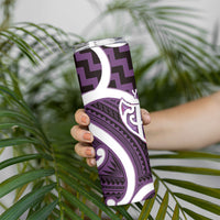 Aotearoa Atua Tangaroa Personalised Skinny Tumbler God Of The Sea Maori Whale Tail Purple