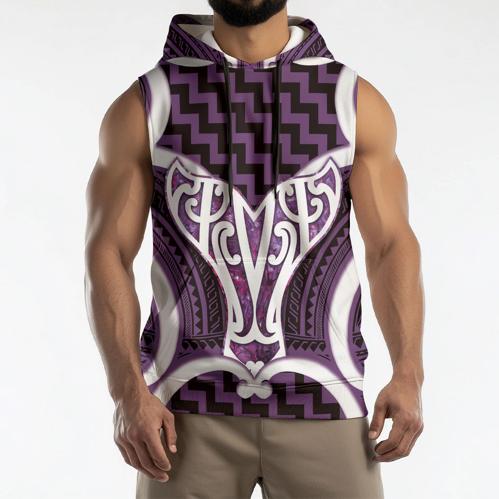 Aotearoa Atua Tangaroa Personalised Sleeveless Hoodie God Of The Sea Maori Whale Tail Purple