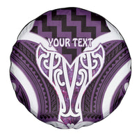 Aotearoa Atua Tangaroa Personalised Spare Tire Cover God Of The Sea Maori Whale Tail Purple