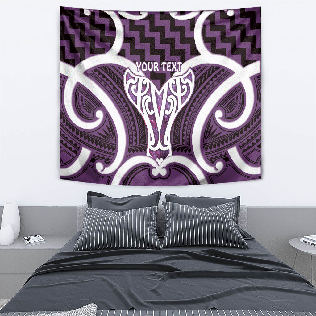 Aotearoa Atua Tangaroa Personalised Tapestry God Of The Sea Maori Whale Tail Purple