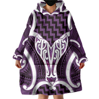 Aotearoa Atua Tangaroa Personalised Wearable Blanket Hoodie God Of The Sea Maori Whale Tail Purple
