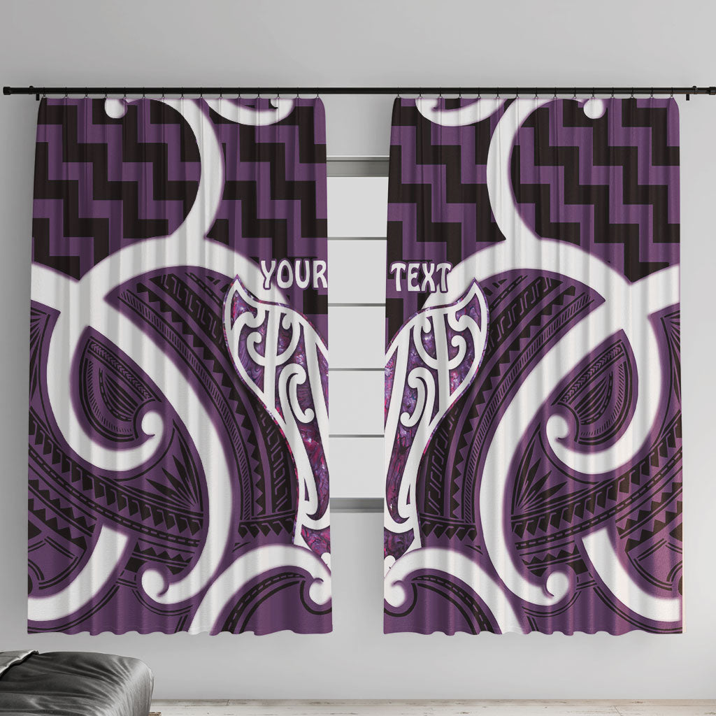 Aotearoa Atua Tangaroa Personalised Window Curtain God Of The Sea Maori Whale Tail Purple