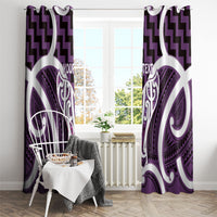 Aotearoa Atua Tangaroa Personalised Window Curtain God Of The Sea Maori Whale Tail Purple