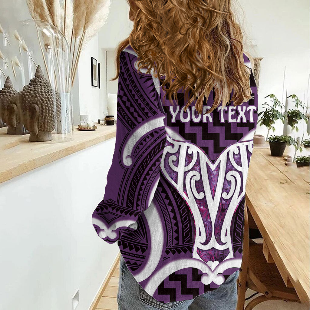 Aotearoa Atua Tangaroa Personalised Women Casual Shirt God Of The Sea Maori Whale Tail Purple