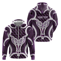 Aotearoa Atua Tangaroa Personalised Zip Hoodie God Of The Sea Maori Whale Tail Purple