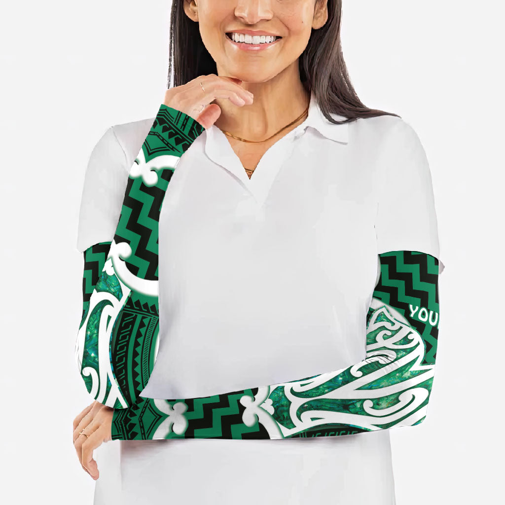 Aotearoa Atua Tangaroa Personalised Arm Sleeves God Of The Sea Maori Whale Tail Green