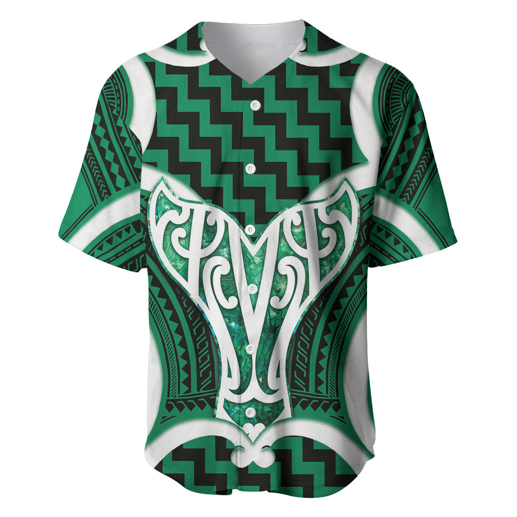 Aotearoa Atua Tangaroa Personalised Baseball Jersey God Of The Sea Maori Whale Tail Green LT14 Green - Polynesian Pride