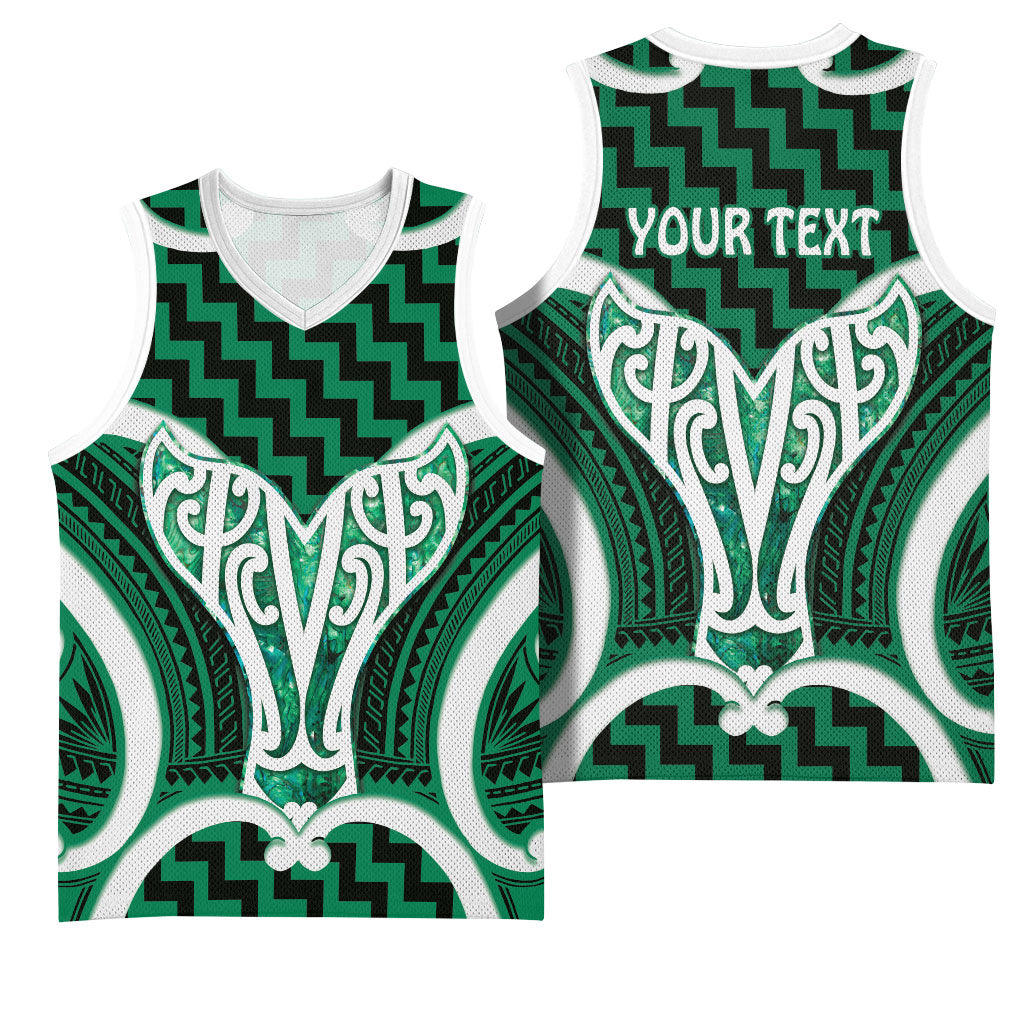 Aotearoa Atua Tangaroa Personalised Basketball Jersey God Of The Sea Maori Whale Tail Green