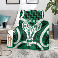 Aotearoa Atua Tangaroa Personalised Blanket God Of The Sea Maori Whale Tail Green