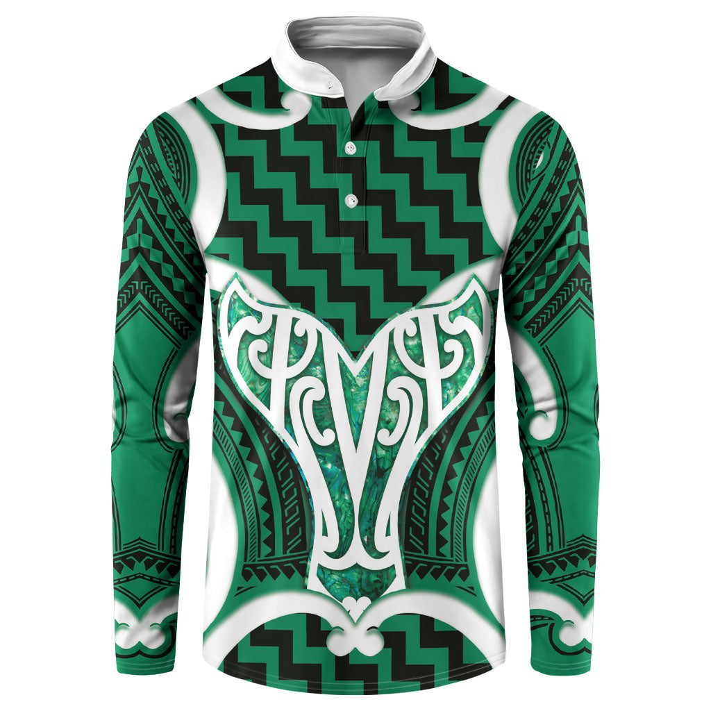 Aotearoa Atua Tangaroa Personalised Button Sweatshirt God Of The Sea Maori Whale Tail Green LT14 Green - Polynesian Pride