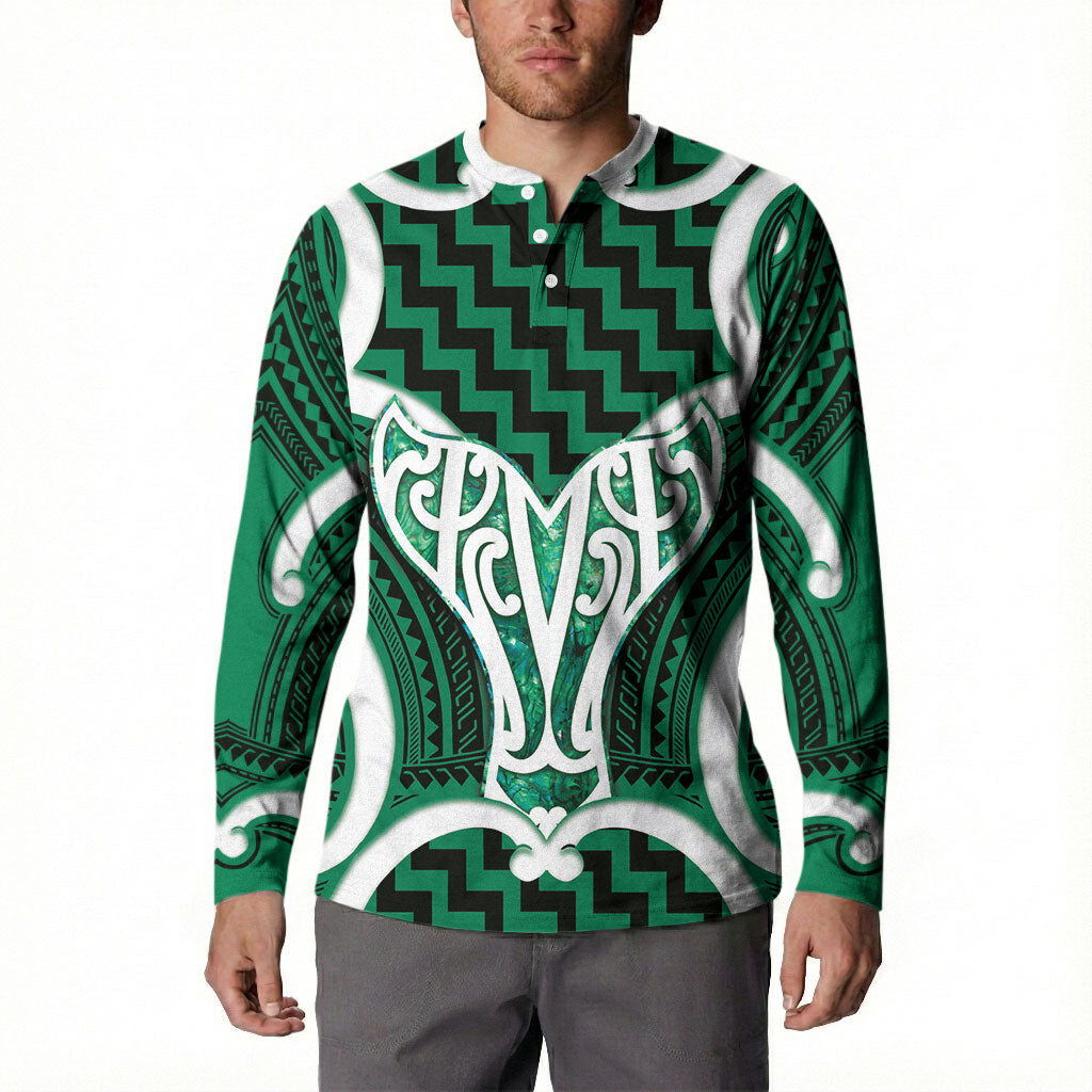 Aotearoa Atua Tangaroa Personalised Button Sweatshirt God Of The Sea Maori Whale Tail Green