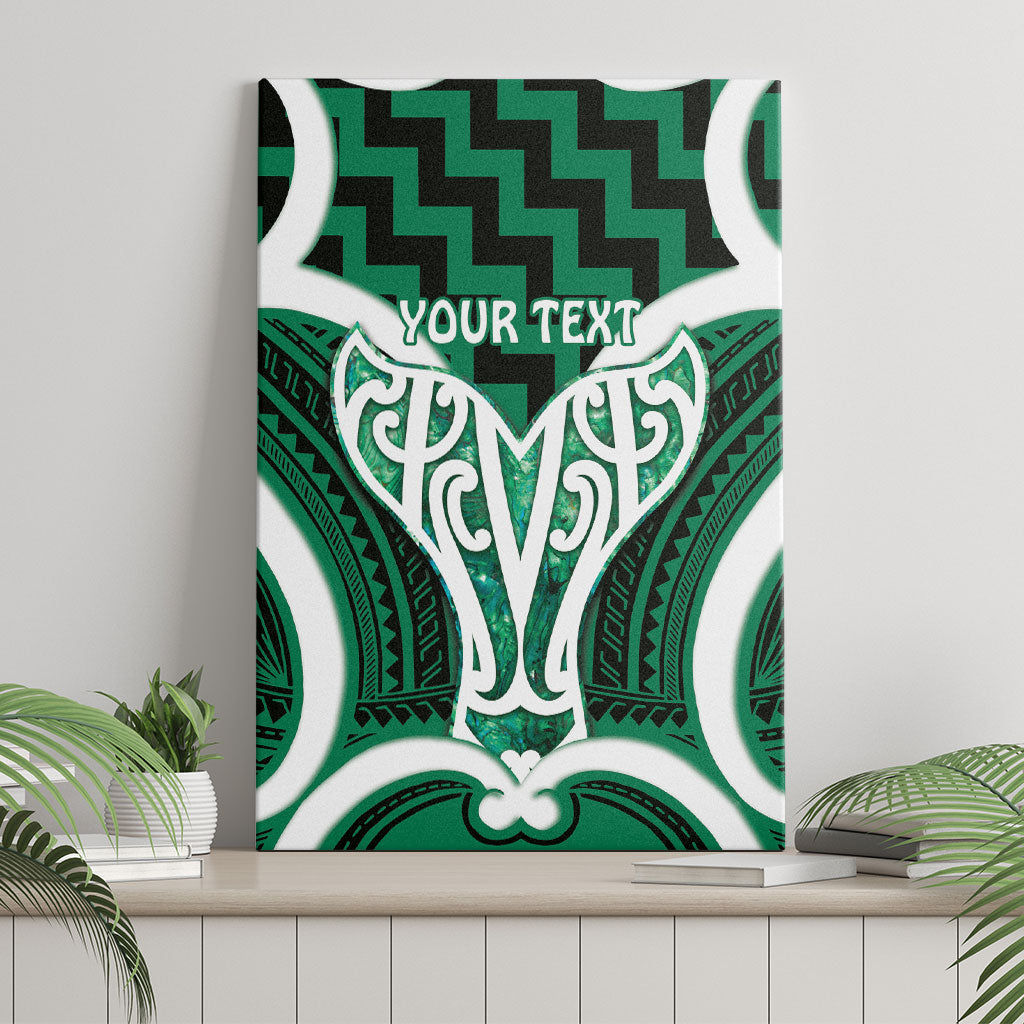 Aotearoa Atua Tangaroa Personalised Canvas Wall Art God Of The Sea Maori Whale Tail Green