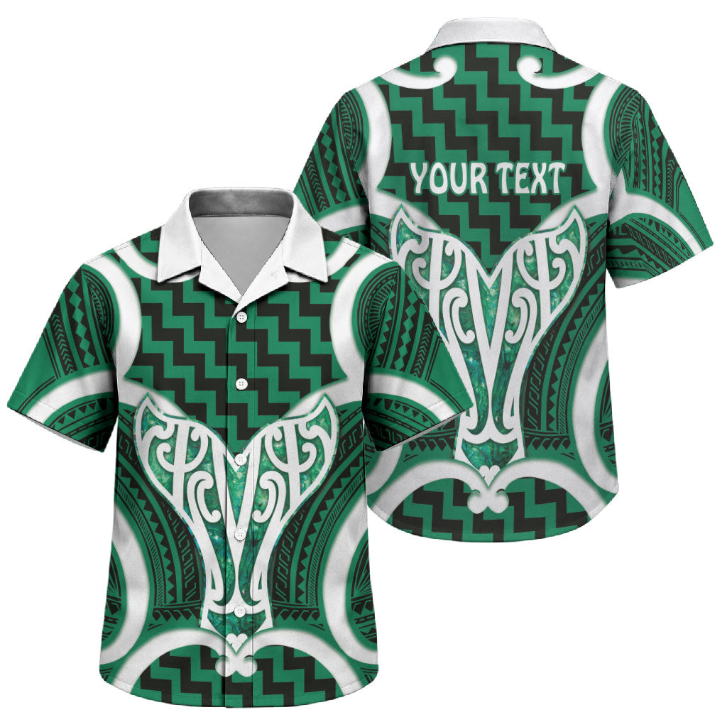 Aotearoa Atua Tangaroa Personalised Family Matching Off Shoulder Short Dress and Hawaiian Shirt God Of The Sea Maori Whale Tail Green