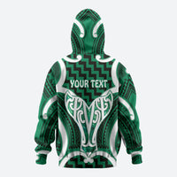 Aotearoa Atua Tangaroa Personalised Hoodie God Of The Sea Maori Whale Tail Green