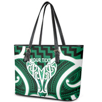 Aotearoa Atua Tangaroa Personalised Leather Tote Bag God Of The Sea Maori Whale Tail Green