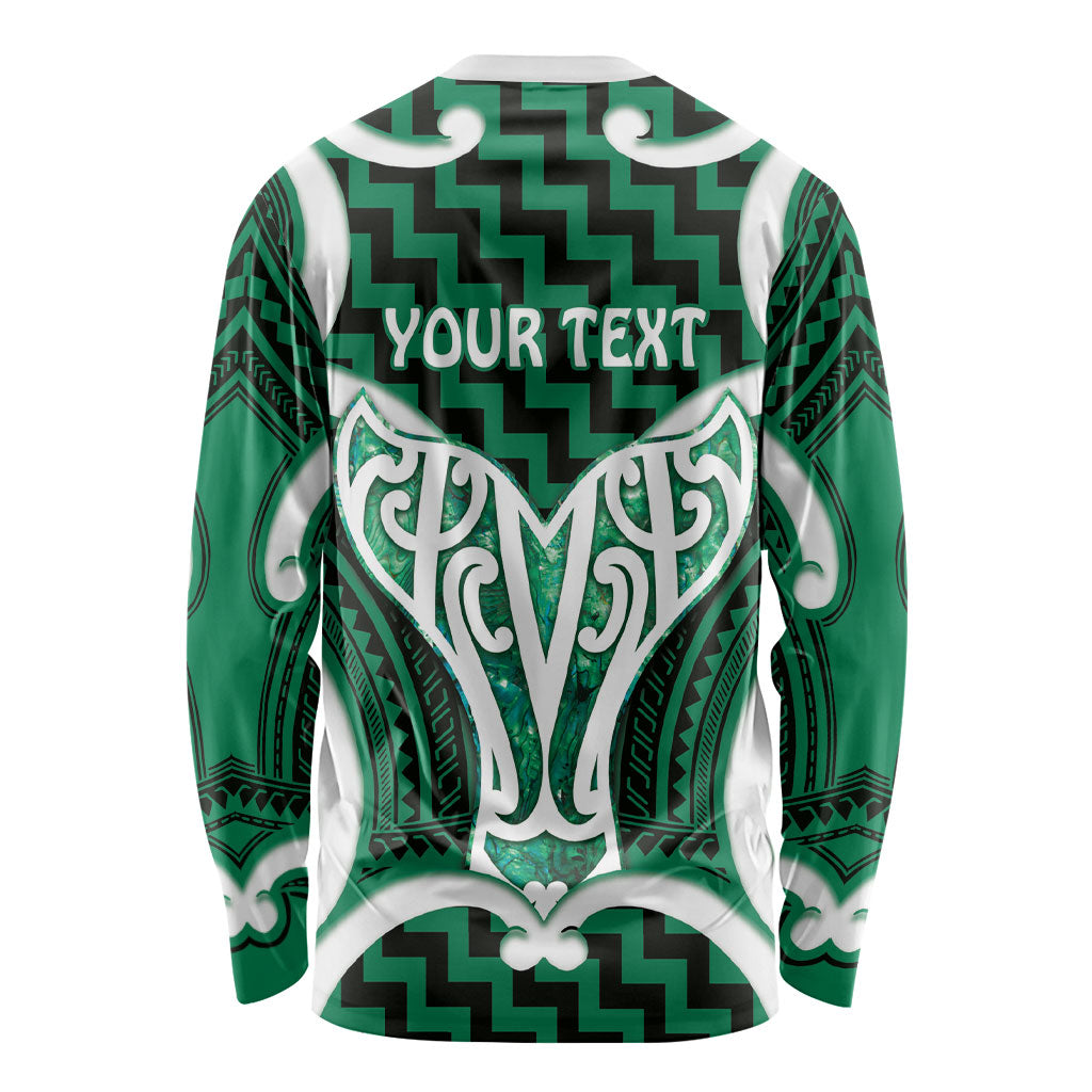 Aotearoa Atua Tangaroa Personalised Long Sleeve Shirt God Of The Sea Maori Whale Tail Green