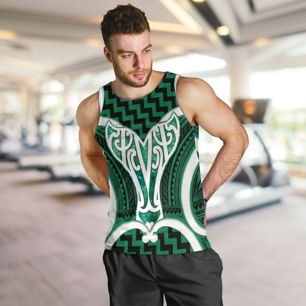 Aotearoa Atua Tangaroa Personalised Men Tank Top God Of The Sea Maori Whale Tail Green LT14 Green - Polynesian Pride
