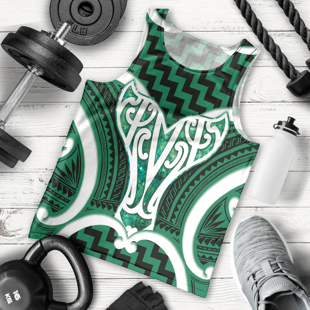 Aotearoa Atua Tangaroa Personalised Men Tank Top God Of The Sea Maori Whale Tail Green