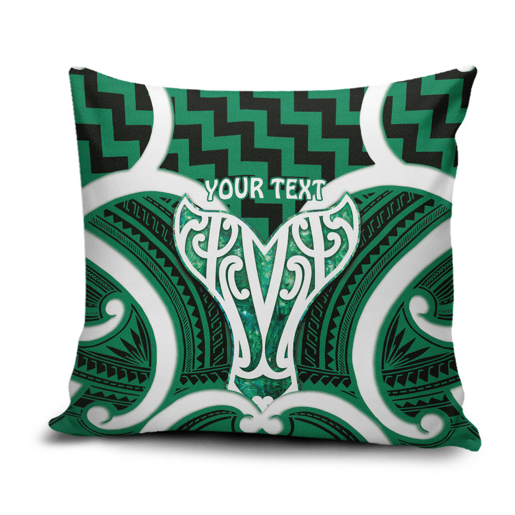 Aotearoa Atua Tangaroa Personalised Pillow Cover God Of The Sea Maori Whale Tail Green LT14 Green - Polynesian Pride