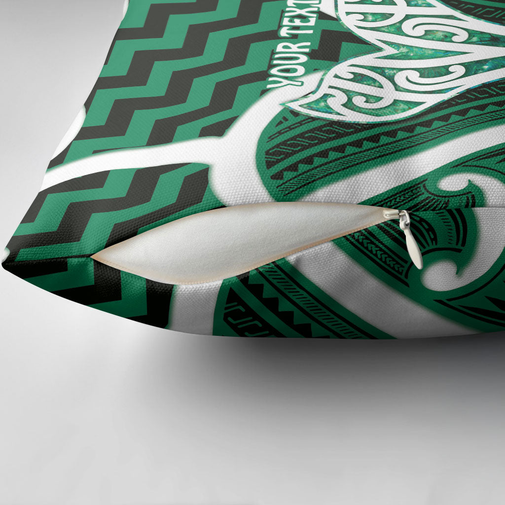Aotearoa Atua Tangaroa Personalised Pillow Cover God Of The Sea Maori Whale Tail Green