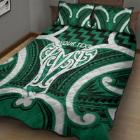 Aotearoa Atua Tangaroa Personalised Quilt Bed Set God Of The Sea Maori Whale Tail Green